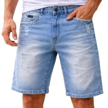 Imagem de Bermuda Jeans Masculina EK Jeans 100 Algodão Lavagem Estonada Casual D
