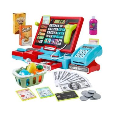 Imagem de Caixa Registradora De Brinquedo Infantil Com Calculadora Real Para Bri
