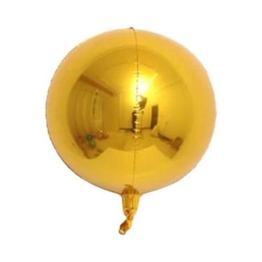 Imagem de Balões Redondos 4D Dourados De 22 Polegadas Verde E Roxo Com Franjas, 