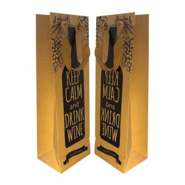 Imagem de Kit 2 Sacolas Garrafa Vinho Champagne - Keep Calm And Drink Wine - VMP