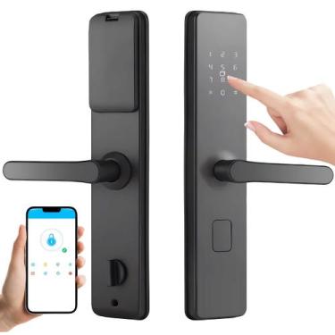 Imagem de Fechadura eletrônica biométrica inteligente touch com controle via apl