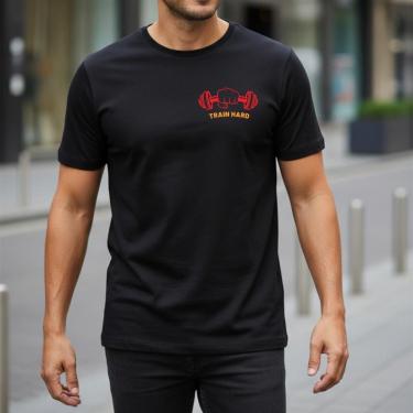 Imagem de Camiseta Masculina Preta Boxe Treino Camisa Academia Artes Marciais Fitness Respirável Regular Fit-Masculino