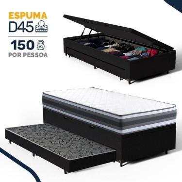 Imagem de Cama Box Baú com Colchão de Espuma D45 Double Face Territory Hellen + Auxiliar Solteiro 88cm
