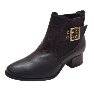 Imagem de Bota Cano Baixo Couro de Carneiro Café-Feminino