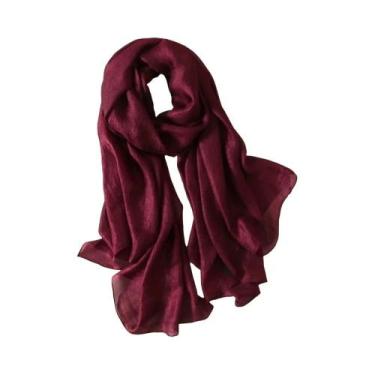 Imagem de Lenço De Linho Liso plus Size Feminino 180x85cm, Xale Protetor Solar, 