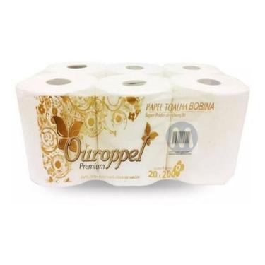 Imagem de Papel Toalha Bobina 100% Celulose Bom Ouroppel 6 Rolos 200m