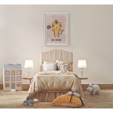 Imagem de Quadro Infantil Decorativo Roar! Retangular 20 X 30 em Vinil com Moldura em Madeira e V...