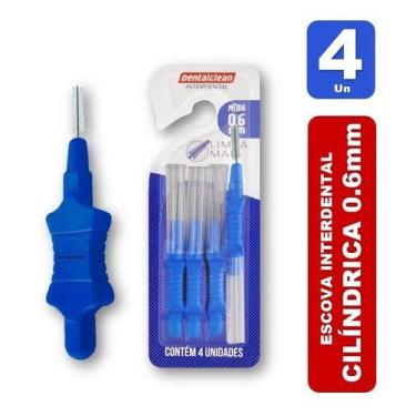 Imagem de Escova Interdental Azul Cilíndrica 0.6mm C/4 Un Dentalclean