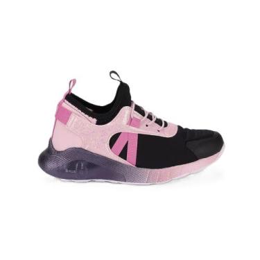 Imagem de Tênis Infantil BIBI Evolution II Casual Escolar Feminino, Preto, Rosa,