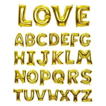 Imagem de Balão metalizado Letras Douradas I ao Q Escolha a letra - NEOTRENTINA