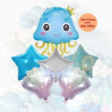 Imagem de Balão Festa no Fundo do Mar - Polvo Azul - kit com 6 unidades - Animar