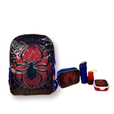 Imagem de Kit Mochila Escolar Infantil Homem Aranha Cor: Azul - ShopMix