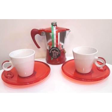 Imagem de Cafeteira Italiana Pequena com 2 Xícaras e Pires - G.A.T. CAFFETTIERE