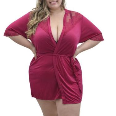 Imagem de Robe em Liganete Plus Size Vi Lingerie ., 48, Magenta