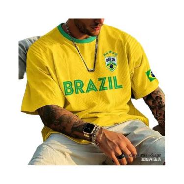 Imagem de Camisa De Futebol Impressa Em 3D Da Seleção Brasileira, T-shirt Confor