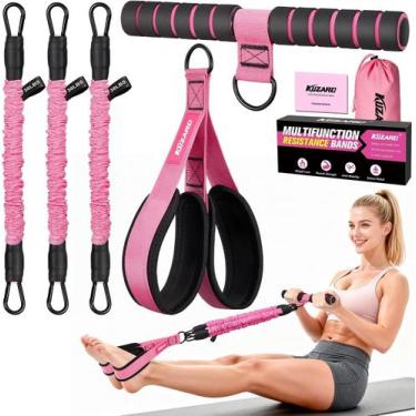 Imagem de Faixas Elásticas com Pedais KUZARO Ajustáveis 90 lb Rosa