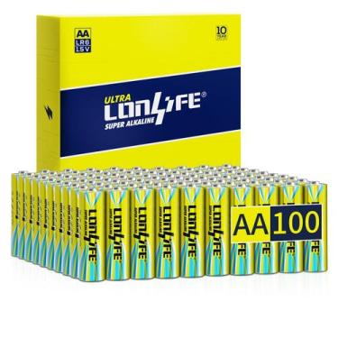 Imagem de Bateria LONLIFE AA 1,5V Pacote com 100 Unidades - Vida Útil de 10 Anos