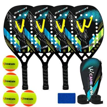 Imagem de Kit 4 Raquetes Beach Tennis Camewin Carbono 3K + 4 Bolinhas, Sunwave b