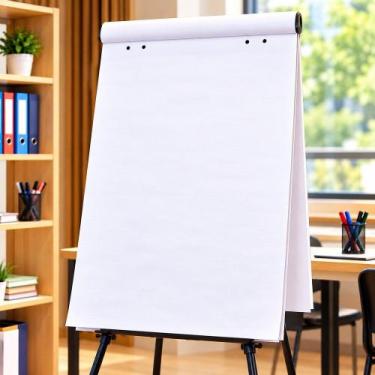 Imagem de Bloco Flip Chart 50 Folhas 63x80cm Papel Branco para Apresentações - A