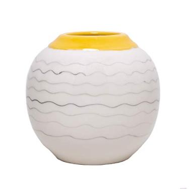 Imagem de Vaso Decorativo de Cerâmica Branco/Amarelo 14cm x 13cm - Wolff