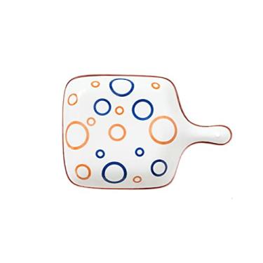 Imagem de GUIPAIHAI Prato de cerâmica com alça única para jantar, utensílios de mesa para café da manhã, arroz, bandeja de sobremesa, pratos profundos criativos (cor: C)