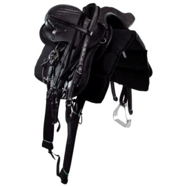 Imagem de Sela Australiana De Cabeça Preta Inox Luxo 16 Polegadas + Acessórios