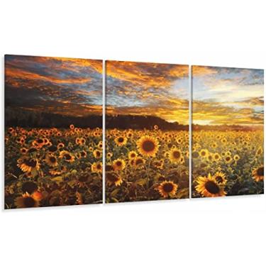 Imagem de Quadro Campo de Flores Pôr do Sol Girassol Mosaico 120x60 mo