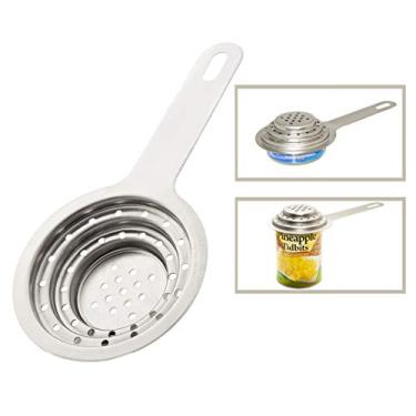 Imagem de Coador universal de latas | Escorredor de latas de aço inoxidável de grau alimentício com alça | Coador de alimentos enlatados | Coador de lata de atum | Coador de lata de alimentos para latas grandes