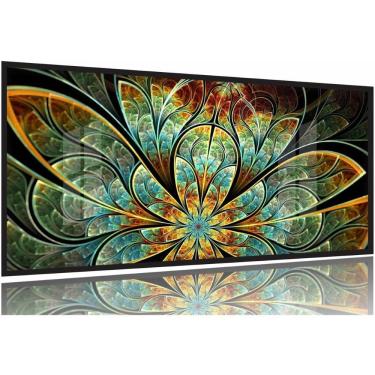 Imagem de Quadro Flor Vitral Decorativo 130x60 Moldura Preta 2x2