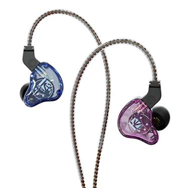 Imagem de Fones de ouvido KS2 com fio KBear Yinyoo KS2 com microfone no fone de ouvido do monitor de ouvido com cabo destacável 1dd 1ba híbrido para dispositivos de smartphone para PC (com microfone, azul roxo)