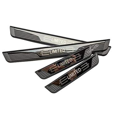 Imagem de Adequado para Toyota Corolla Acessórios de Protetor de Placa Scuff de Porta Cruzada, Guarnição de Cobertura de Aço de Fibra de Carbono para Carro 2022 2023 (Limitado)