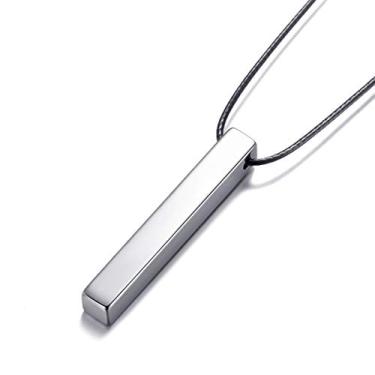 Imagem de Colar com pingente de barra de cubo de aço de tungstênio para homens e mulheres, unissex