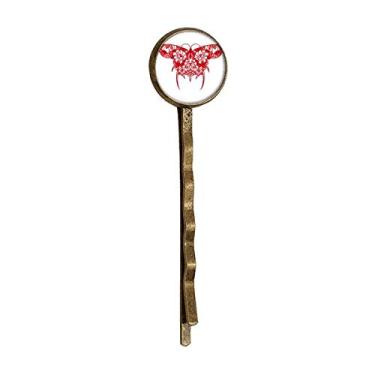 Imagem de Bobby Pin de cabelo borboleta chinesa em vermelho retrô metal