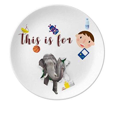 Imagem de Animal Paper Breaks Impact Elephants Prato de porcelana para jantar redondo menino homem