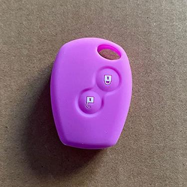 Imagem de YJADHU Capa de chave de carro de silicone, capa de chave remota, apto para Renault 2 botões Kangoo Dacia Scenic Megane Sandero Captur Twingo Modus, roxo