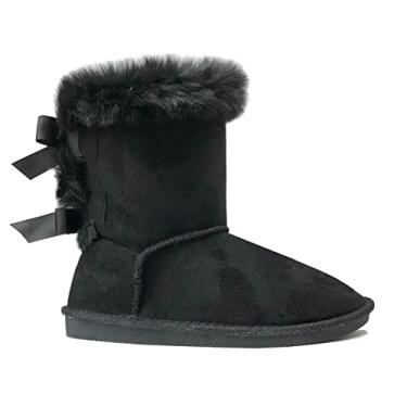 Imagem de Botas de Neve Clássicas Infantis de Camurça de Pele Sintética Botas de Fivela Fashion Sapatos Externos (Bebê/Criança Pequena/Criança Grande), 450 Black, 3 Big Kid