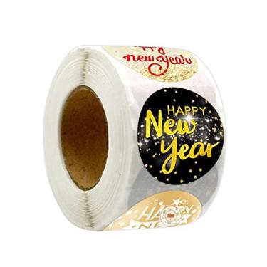 Imagem de menolana 500 Unidades de Adesivos de Feliz Ano Novo de 1,5 Pol./3,8 Cm Lembrancinhas de Festa para Notebook Cartões de Felicitações de Inverno, Estilo B