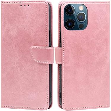 Imagem de MAALYA Capa de couro para iPhone 14/14 Plus/14 Pro/14 Pro Max para mulheres homens, capa de carteira flip premium com suporte de cartão suporte fecho magnético à prova de choque capa de TPU (cor: rosa, tamanho: 14ProMax)