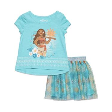 Imagem de Disney Camiseta e saia com estampa Moana para meninas grandes, Aqua, 6