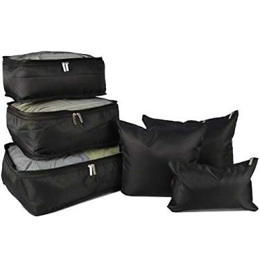 Imagem de Organizador de Mala Viagem Necessaire Kit 6 Peças Preto CBRN12756