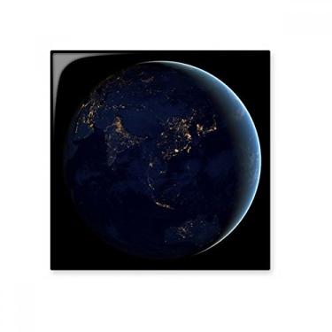 Imagem de Decalque brilhante de azulejo de cerâmica do planeta azul do universo espacial