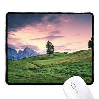 Imagem de Mousepad rosa árvore grama céu borda costurada tapete de borracha para jogos