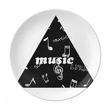 Imagem de Louça branca com letras e notas de música preta decorativa de porcelana Salver louça de jantar