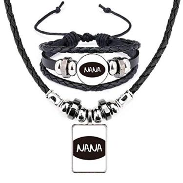 Imagem de Conjunto de joias para colar de couro Best Wishes com letras de avó