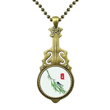 Imagem de DIYthinker Colar circular de pequeno calor vinte e quatro termos solares, pingente de música de guitarra antiga