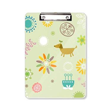 Imagem de Fresh Style Flower Dog Pattern Prancheta pasta pasta para escrita A4