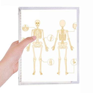 Imagem de Caderno de esqueleto humano com ilustração de esqueleto caderno de folhas soltas diário recarregável papelaria