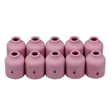 Imagem de RIVERWELD Bocal de alumínio para lente de gás TIG copo de cerâmica 53N58#4 1/4" ajuste orifício PTA DB SR WP 9 20 24 25 lanterna de soldagem TIG pacote com 10