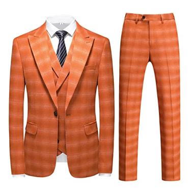 Imagem de Blazer masculino de casamento, smoking de jantar, um botão, paletó de lapela para noivos, laranja, GG (52)