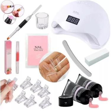 Imagem de Kit para Unhas Polygel Cabine 48w Alongamento Com Lixa